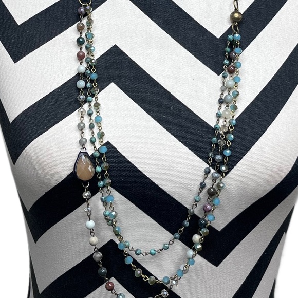 NWT Boho It's Magic Turquoise Blue Beaded Stone Necklace - Picture 4 of 8